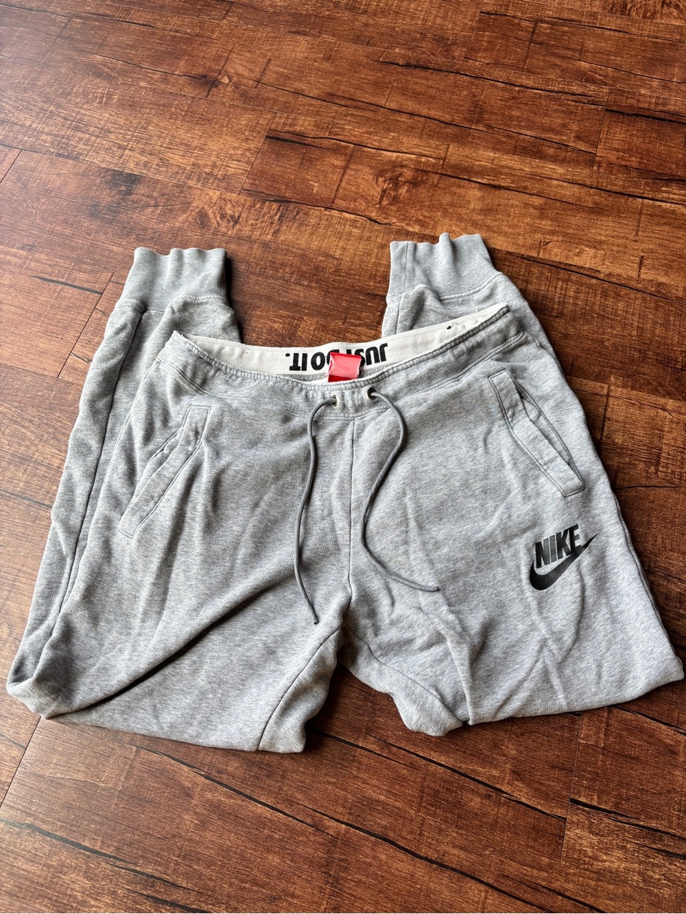 Nike Light Gray Jogger Sweatpants with Black Logo
